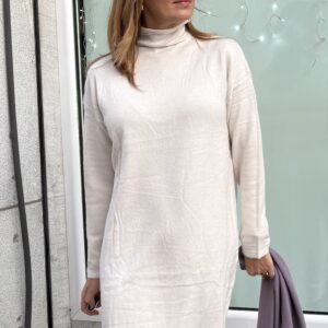 Vestido punto beige