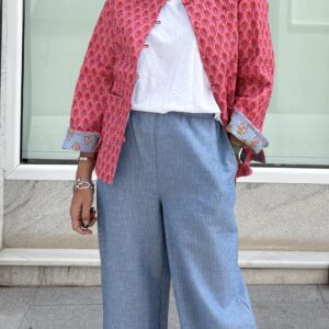 Pantalón raya azul y morado