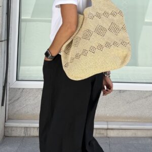 Bolso rafia natural calados