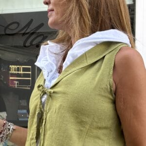 Chaleco lino lazadas pistacho