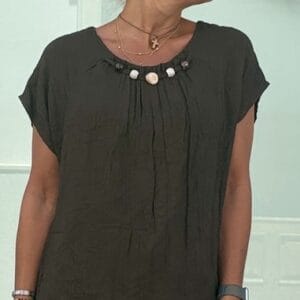 Blusa marrón piedras beige