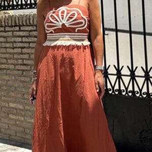 Vestido teja cuerda beige