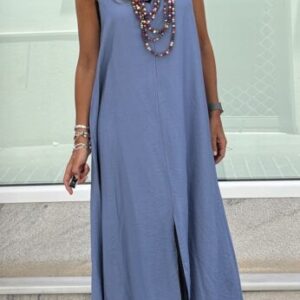 Vestido azul vivo negro