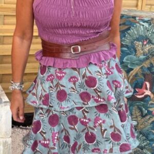 Falda volante agua estampado buganvilla