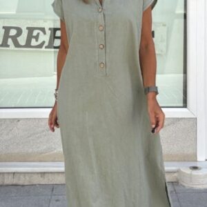 Vestido polero cuello mao verde