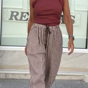 Pantalón ballon rayas marrón