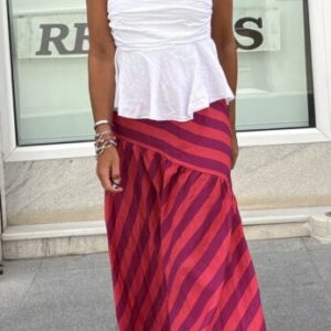 Falda rayas morada y coral