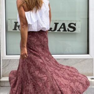 Falda brocada burgundy