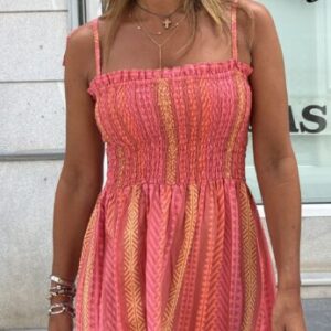 Vestido lazada tiranta pecho engomado marsala