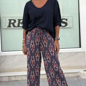 Blusa azul efecto lino
