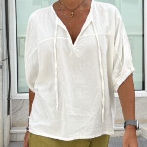 Blusa efecto lino marfil
