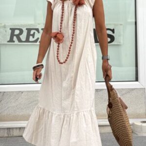 Vestido beige volante