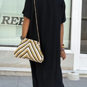 Bolso beige, negro y mostaza