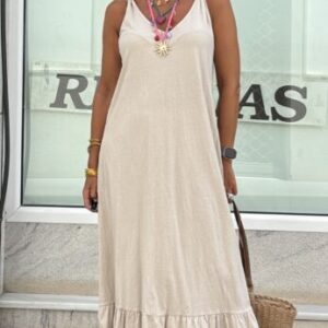 Vestido punto beige