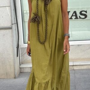 Vestido pistacho volante