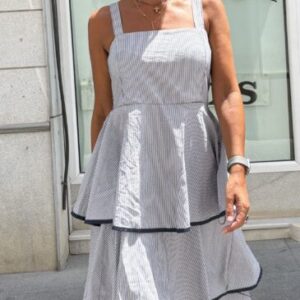 Vestido volantes rayas azul