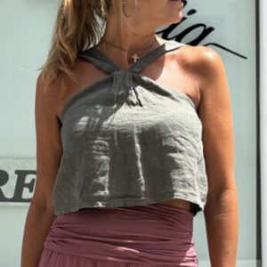 Top efecto lino gris verdoso