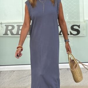 Vestido punto camiseta azul vaquero tachas