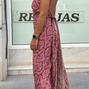 Vestido gasa estampado marsala