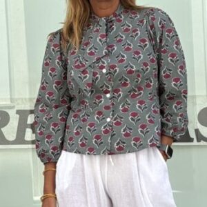 Camisa estampada agua y grosella