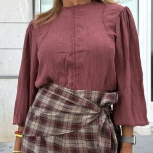 Blusa entredos borgoña
