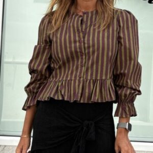 Camisa raya magenta y verde