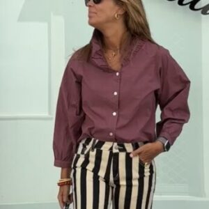 Camisa volante subido mauve rosado