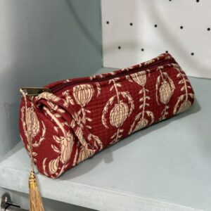 Estuche estampado caldera borlón beige
