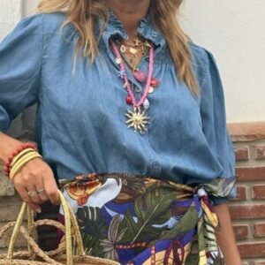 Camisa vaquera cuello y puño engomado