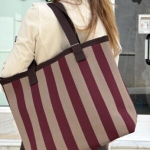 Bolso raya burdeos y topo