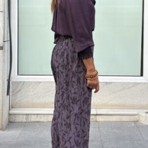 Pantalón bombacho brocado morado