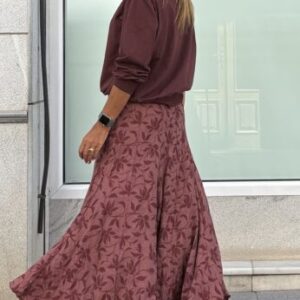 Falda brocada burgundy