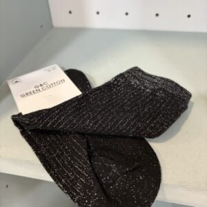 Calcetín algodón negro brillo plata