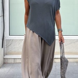 Pantalón bombacho topo