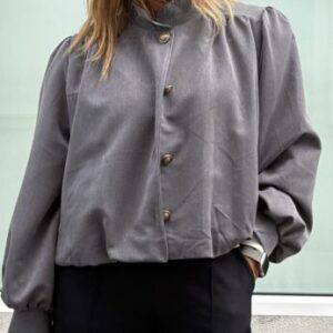 Bomber cuello mao gris