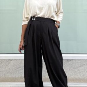 Pantalón bombacho negro hebilla