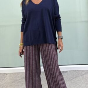 Pantalón punto raya burdeos