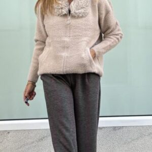 Chaqueta cremallera cuello pelo topo