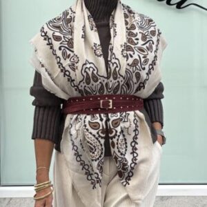 Pañoleta maxi bandana paisley beige
