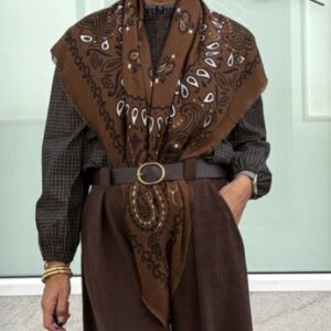 Pañoleta maxi bandana paisley marrón
