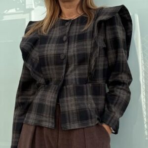 Chaqueta cuadros marrón y negro