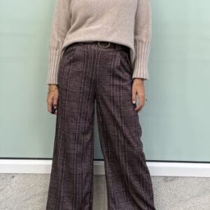 Pantalón punto cuadros magenta
