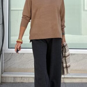 Jersey básico suelto camel