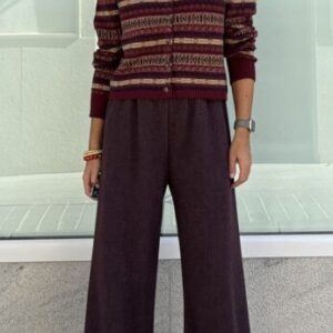 pantalón jaspeado ciruela