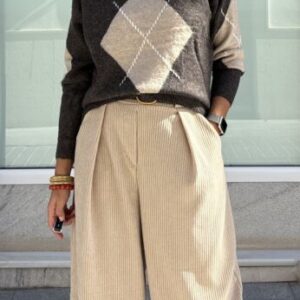 Jersey marrón rombo beige