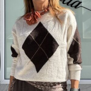 Jersey beige rombo marrón