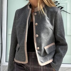 Chaqueta paño tipo austriaca gris y camel